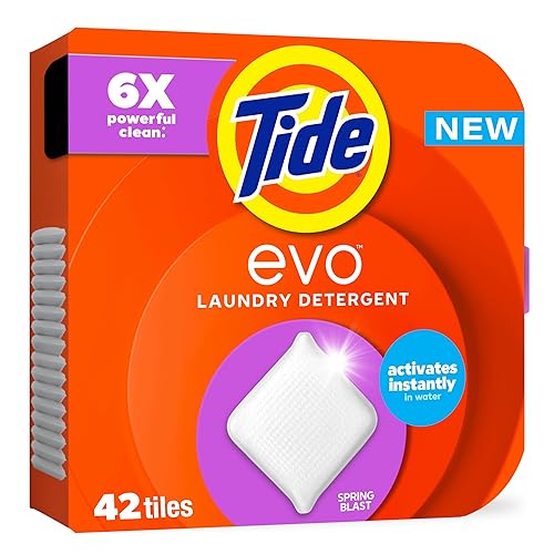 Tide evo Laundry Detergent Spring Blast Scent Works on 100% of Common Stains Concentrated Travel Detergent HE Compatible and Instant Dissolve Fights