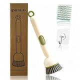 QMUNLLO 360° Rotating Dish Brush with Soap Dispenser, Non-Slip Long Handle Kitchen Scrubber Cleaning Set with Towel and Wall Hook, Ideal for Sink