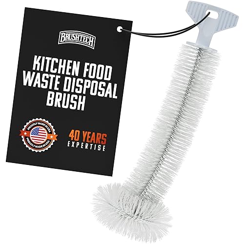 Brushtech Kitchen Sink Disposal Brush - Ergonomic T-Handle Cleaner with Rounded Bristles Designed to Remove Odor-Causing Debris from Sink Drains