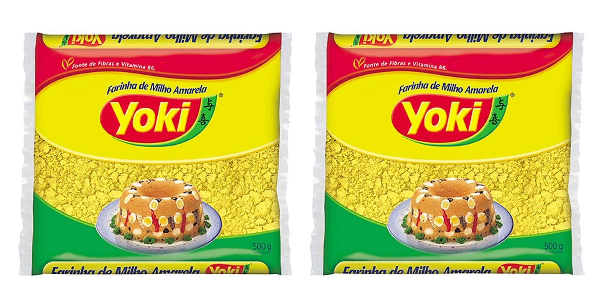 Yoki - Yellow Corn Flour - Harina de Maiz Amarillo - 17.64 Oz (PACK OF 2) | Farinha de Milho Amarela - 500g