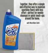 Mop & Glo Citrus Scent Floor Cleaner Liquid 32 oz 2x Bundle with Microfiber Cloth - Mop-Glo Floors Cleaner, Mop and Glo Floor Shine for Wood, Tile