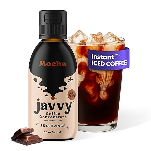 Javvy Cold Brew Coffee Concentrate Instant Coffee, Smooth Arabica Iced Coffee & Espresso Concentrate, 35 Servings, Mocha, 1 Pack