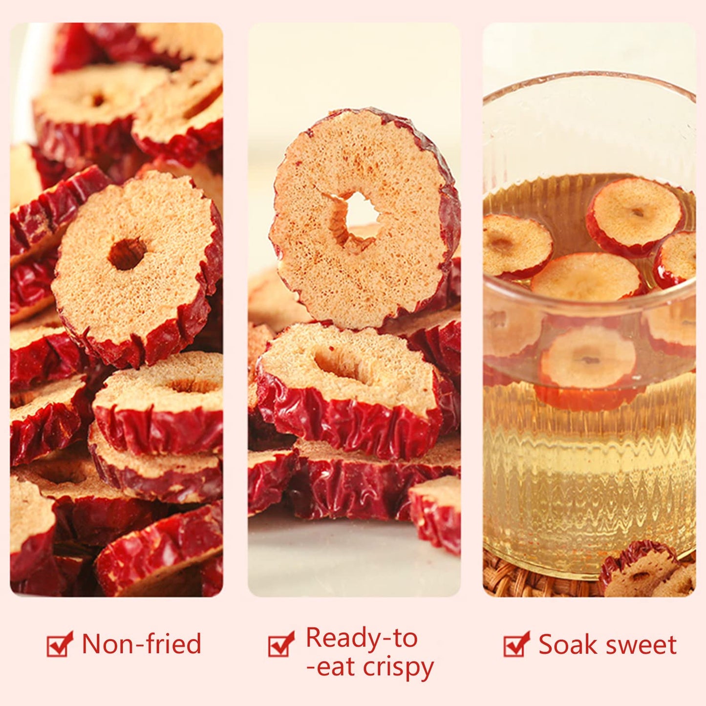1.1lb Dried Dates Jujube Slice,Dried Red Date Slices,Pitted Dates for Snacking and Baking, Premium Quality for Healthy Living
