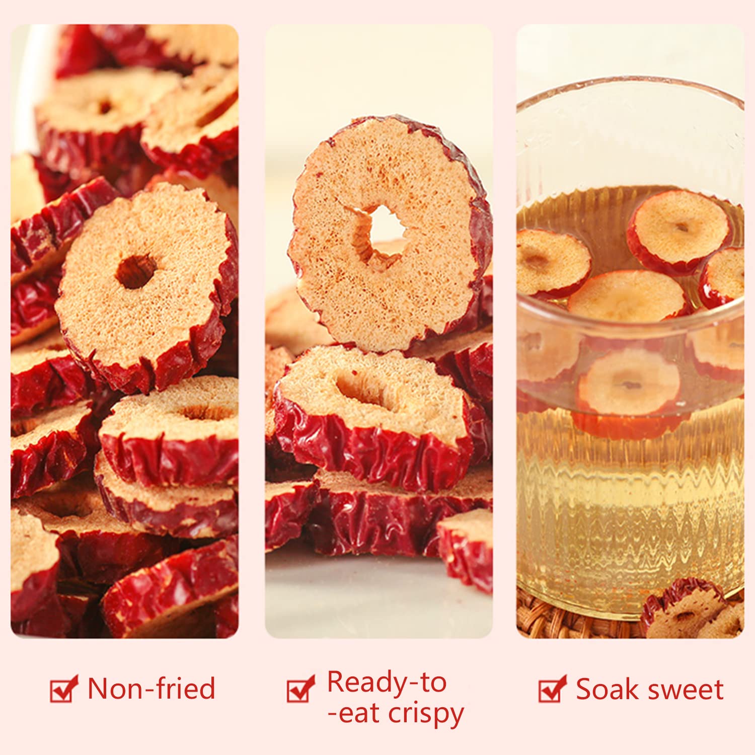 1.1lb Dried Dates Jujube Slice,Dried Red Date Slices,Pitted Dates for Snacking and Baking, Premium Quality for Healthy Living