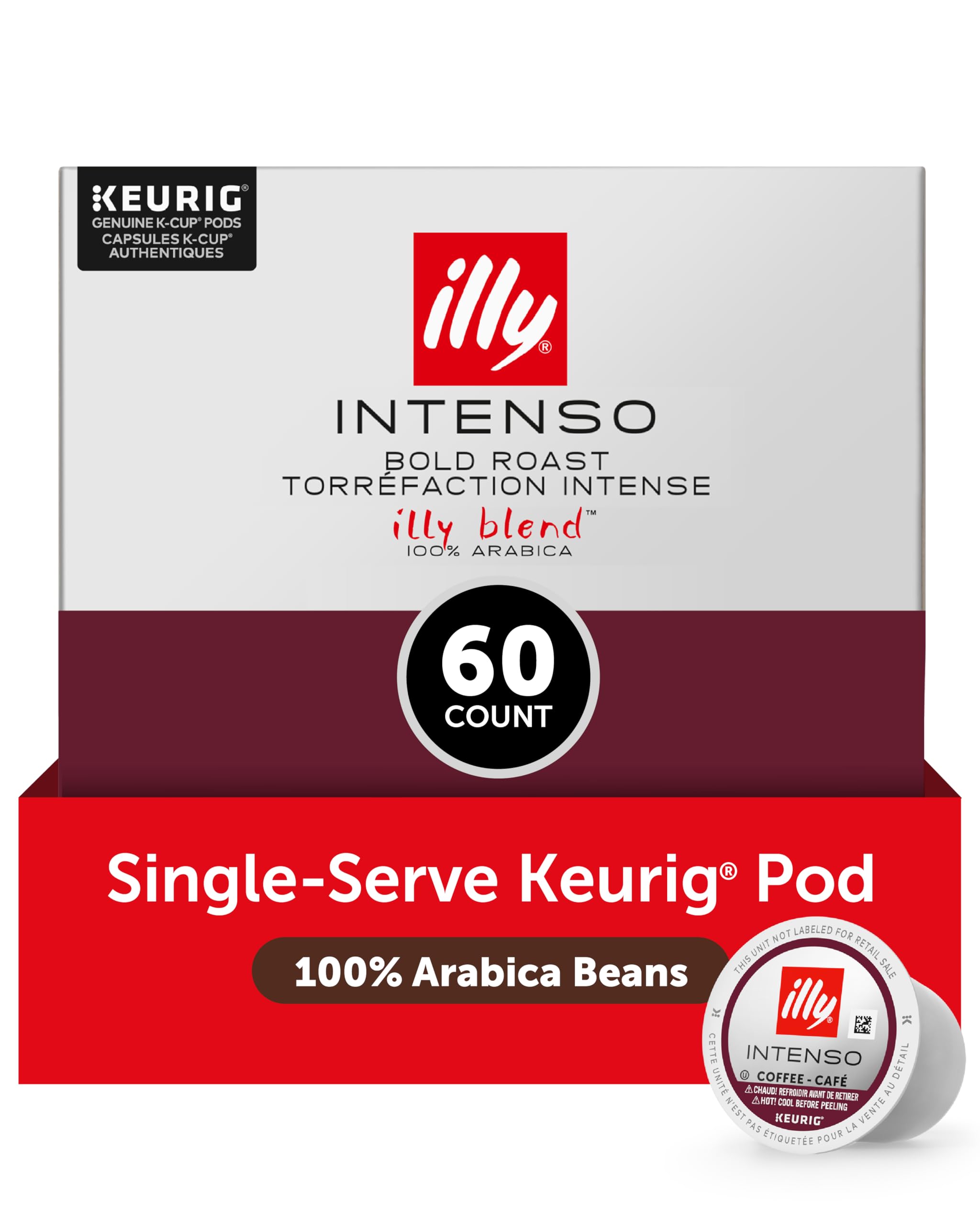 Illy Coffee K-Cups - Compatible Pods for Keurig Coffee Maker - Intenso Dark Roast - Bold & Full of Flavor, Notes of Cocoa & Dried Fruit - 10 Count