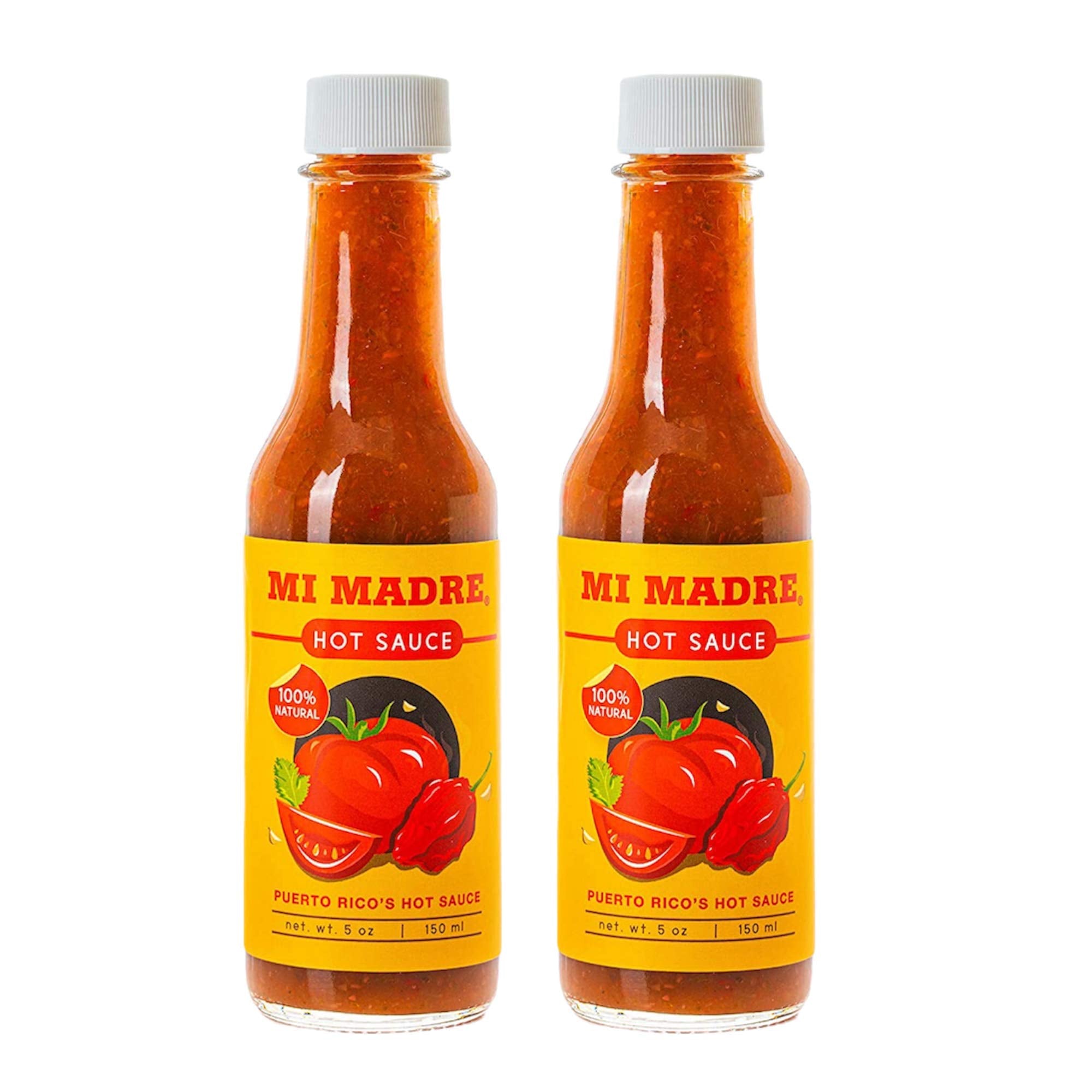 Mi Madre Tomato Based Hot Sauce, Handcrafted in Puerto Rico, 100 Percent Natural, 5 Ounce (Pack of 2)