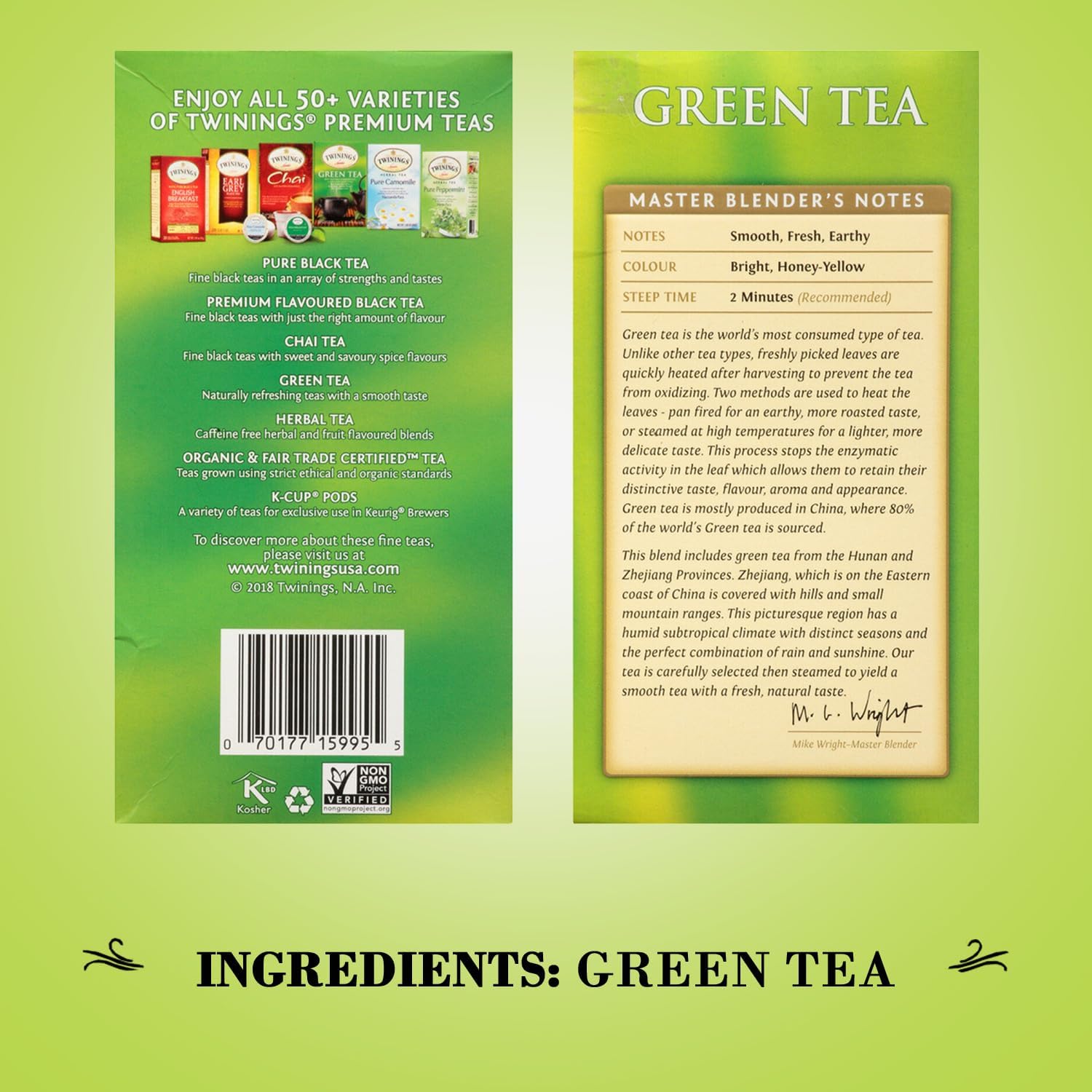 Twinings Green Tea Bags - Caffeinated Tea Made from Fresh Green Tea Leaves, Perfect for Hot or Iced Tea, 50 Count