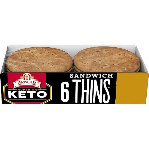 Arnold Keto White Sandwich Thins, 6 count, (2.0 oz each), Pre-sliced Sandwich Thins, 12 oz Tray