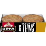 Arnold Keto White Sandwich Thins, 6 count, (2.0 oz each), Pre-sliced Sandwich Thins, 12 oz Tray