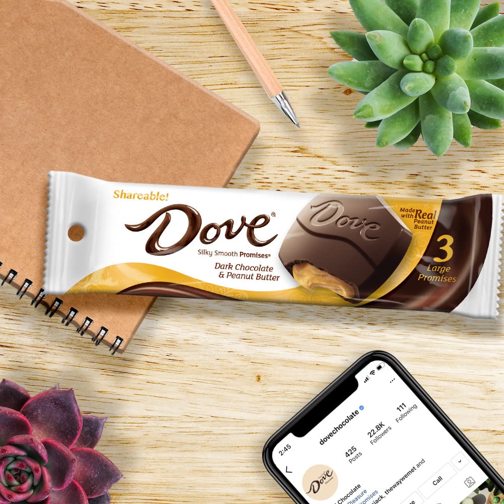DOVE Large PROMISES Dark Chocolate Peanut Butter Candy, 2.75 oz Pack