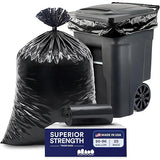 Plasticplace 95-96 Gallon Garbage Can Liners Heavy Duty 1.5 Mil Black Trash Bags Tear-Resistant Outdoor Garbage Bags for Rollaway Bins Large 61" x 68"