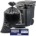 Plasticplace 95-96 Gallon Garbage Can Liners Heavy Duty 1.5 Mil Black Trash Bags Tear-Resistant Outdoor Garbage Bags for Rollaway Bins Large 61" x 68"