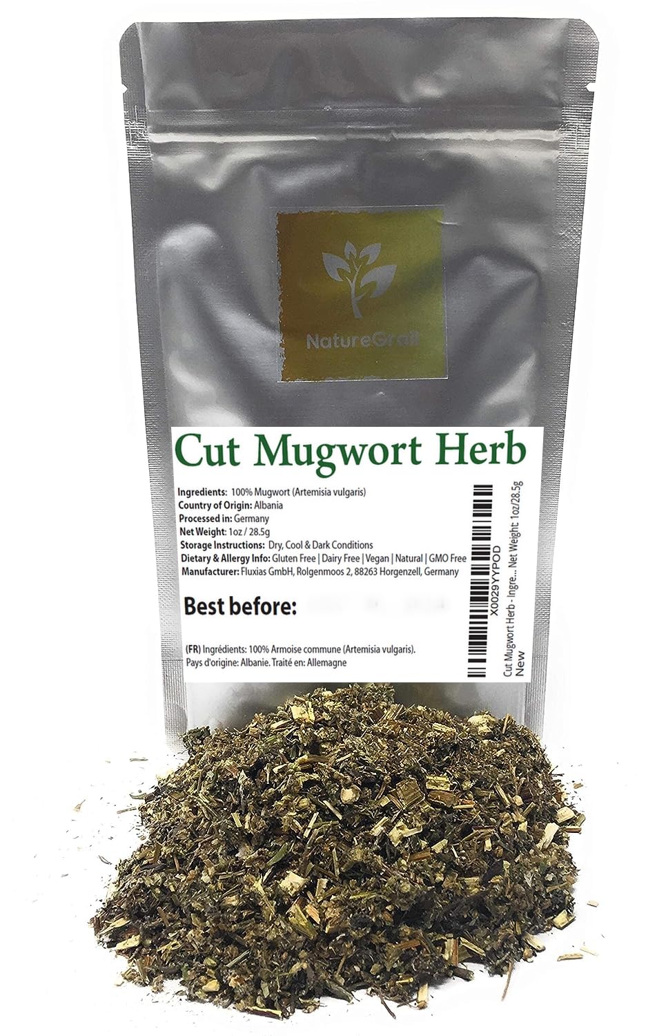 Mugwort Tea - Dried, Cut Artemisia Vulgaris Herb - 100% Riverside Wormwood, Felon Herb, Chrysanthemum Weed - Net Weight: 1.0oz/28.5g