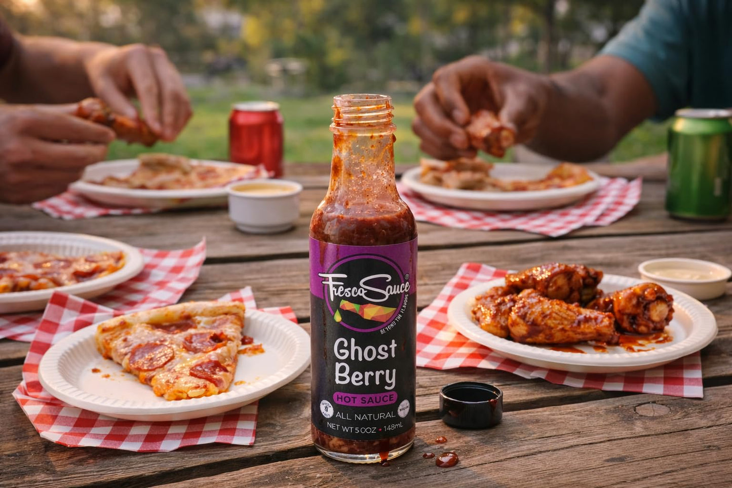 Ghost Berry Hot Sauce by Fresco Sauce - Ghost Pepper - Blackberry - Cranberry Juice - Flavorful - All Natural - Vegan - Gluten Free - 5 fl oz