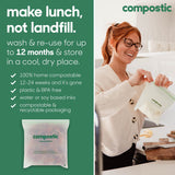 Compostic Compostable Gallon Bags (60 Count) Starter Pack - Resealable Zip-Seal, Plant-Based, Home Compostable, Freezer Safe, BPA-Free, Non-Toxic