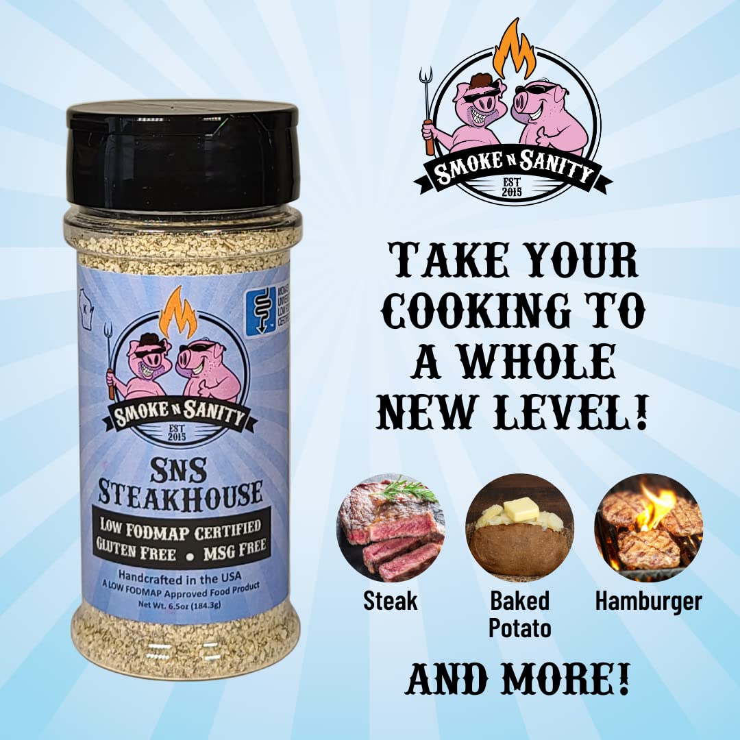 Smoke n Sanity SnS SteakHouse | Sensitive Stomach Approved | Full Flavor | Monash Certified Low FODMAP | Gluten Free | Certified Kosher | Dairy Free