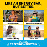 Quantum Energy Square: Energy Bar with Caffeine & 10g Protein. Delicious Healthy Snack On The Go. (Vegan, Gluten-free, Soy-free, Dairy-free) (Variety