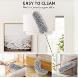 BLUEELF Microfiber Feather Dusters for Cleaning Tools with Extension Pole?Stainless Steel?,100’’ Extra Long Duster Ceiling Fan, Gap, Blinds