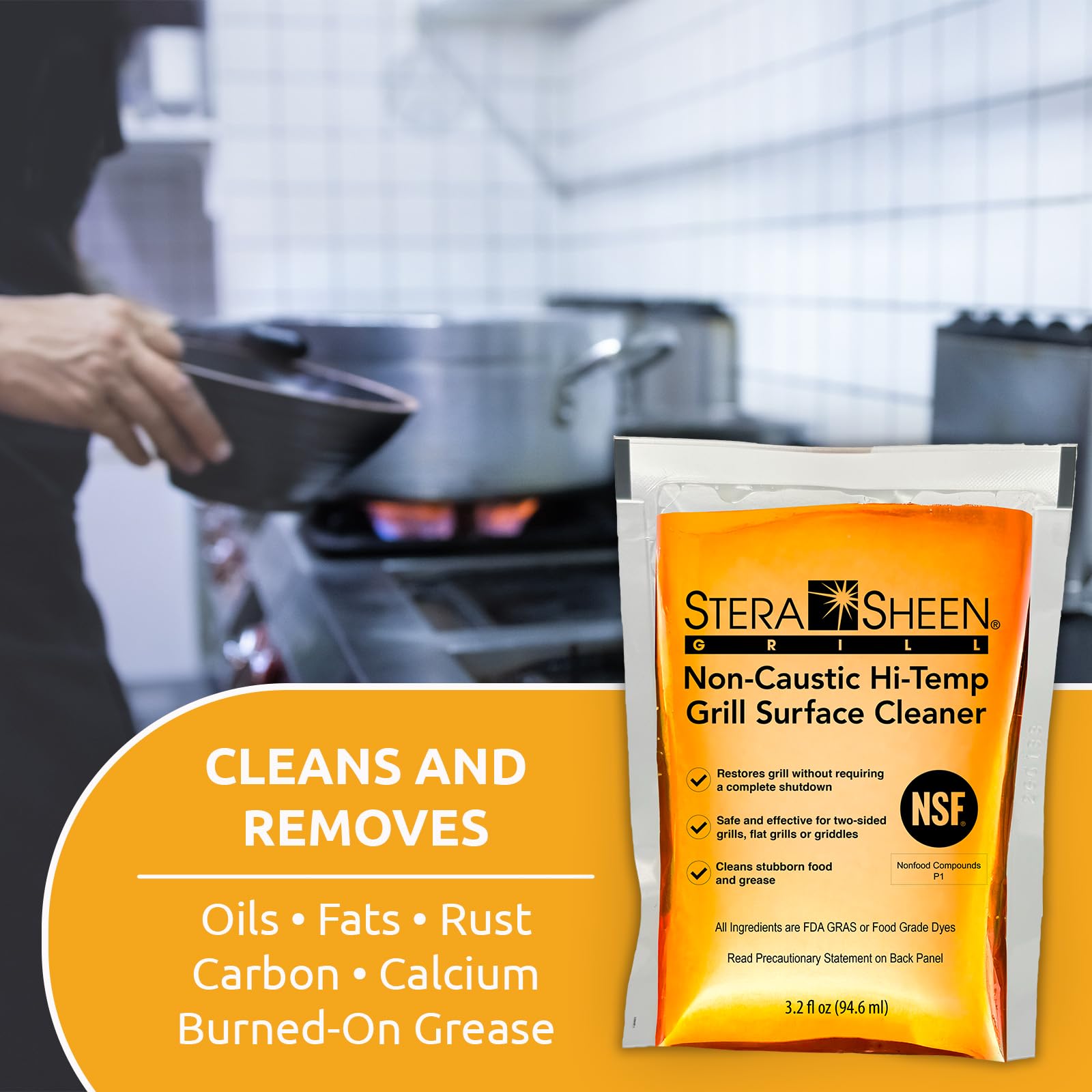 Stera-Sheen Griddle Cleaner - Food Safe, Non-Caustic Formula - Commercial Flat Top Grill & Griddle Cleaner - Remove Tough Grease & Grime - Rust