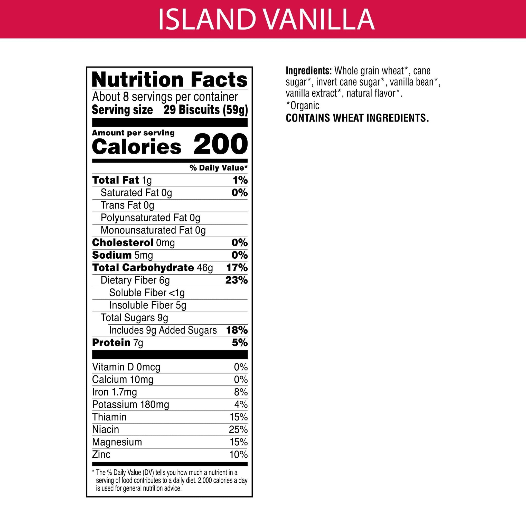 Kashi Cold Breakfast Cereal, Vegan, Organic Fiber Cereal, Island Vanilla, 16.3oz Box (1 Box)
