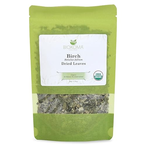 Biokoma Organic Birch Leaf Tea Loose Dried Leaves 50g 1.76oz - Detox Support Digestion Immunity Herbal Tea - USDA Organic - Resealable Moisture Proof