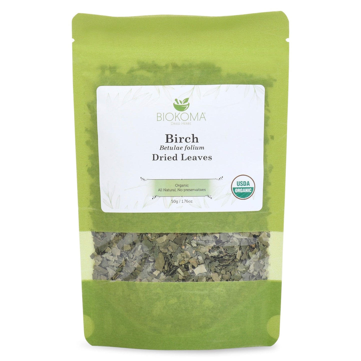 Biokoma Organic Birch Leaf Tea Loose Dried Leaves 50g 1.76oz - Detox Support Digestion Immunity Herbal Tea - USDA Organic - Resealable Moisture Proof