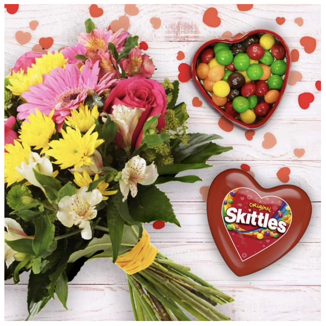 Skittles Original Filled Valentine's Day Hearts, Bite Size Candies, 1.07 oz, 12 Count
