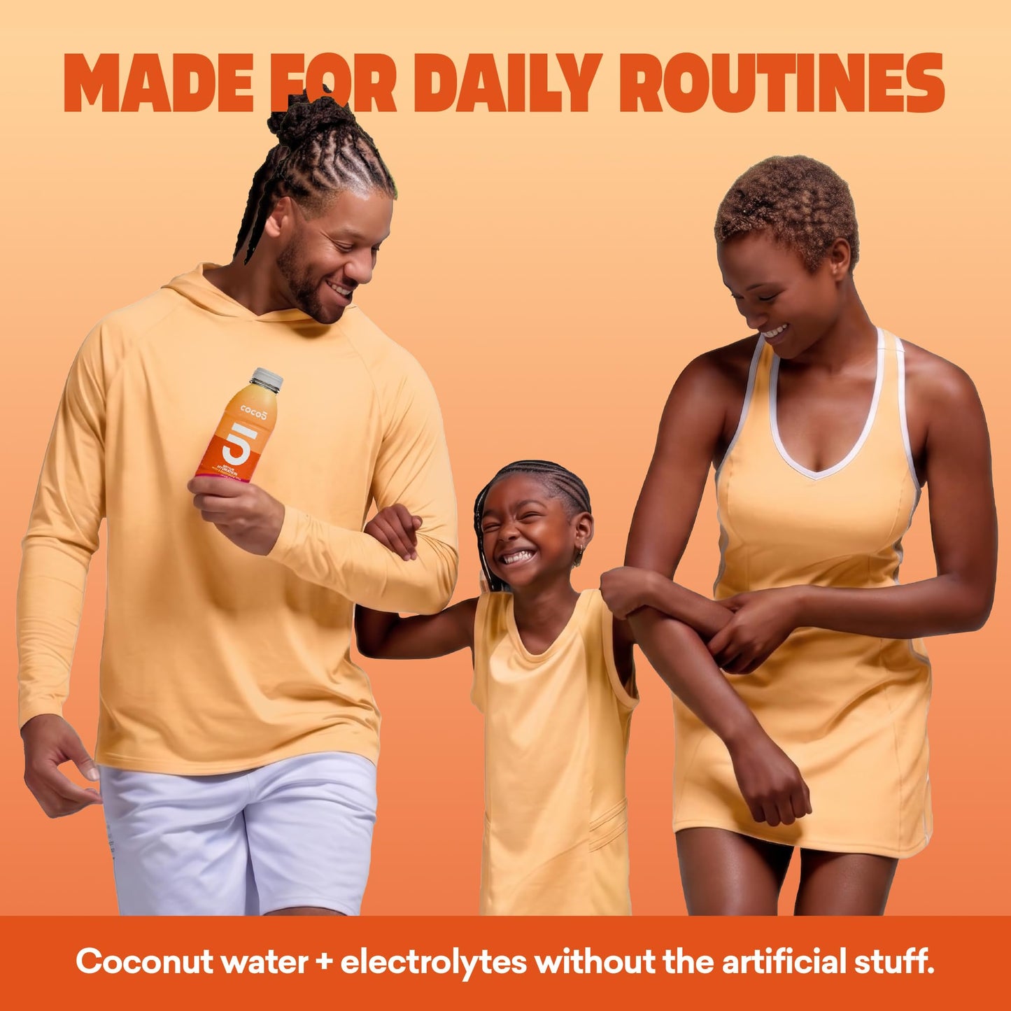 COCO5 Orange Coconut Water (12 Pack) - Natural Electrolyte Sports Hydration, 50% Less Sugar, Bold Orange Flavor, Non-GMO, Gluten Free - 16.9 fl oz