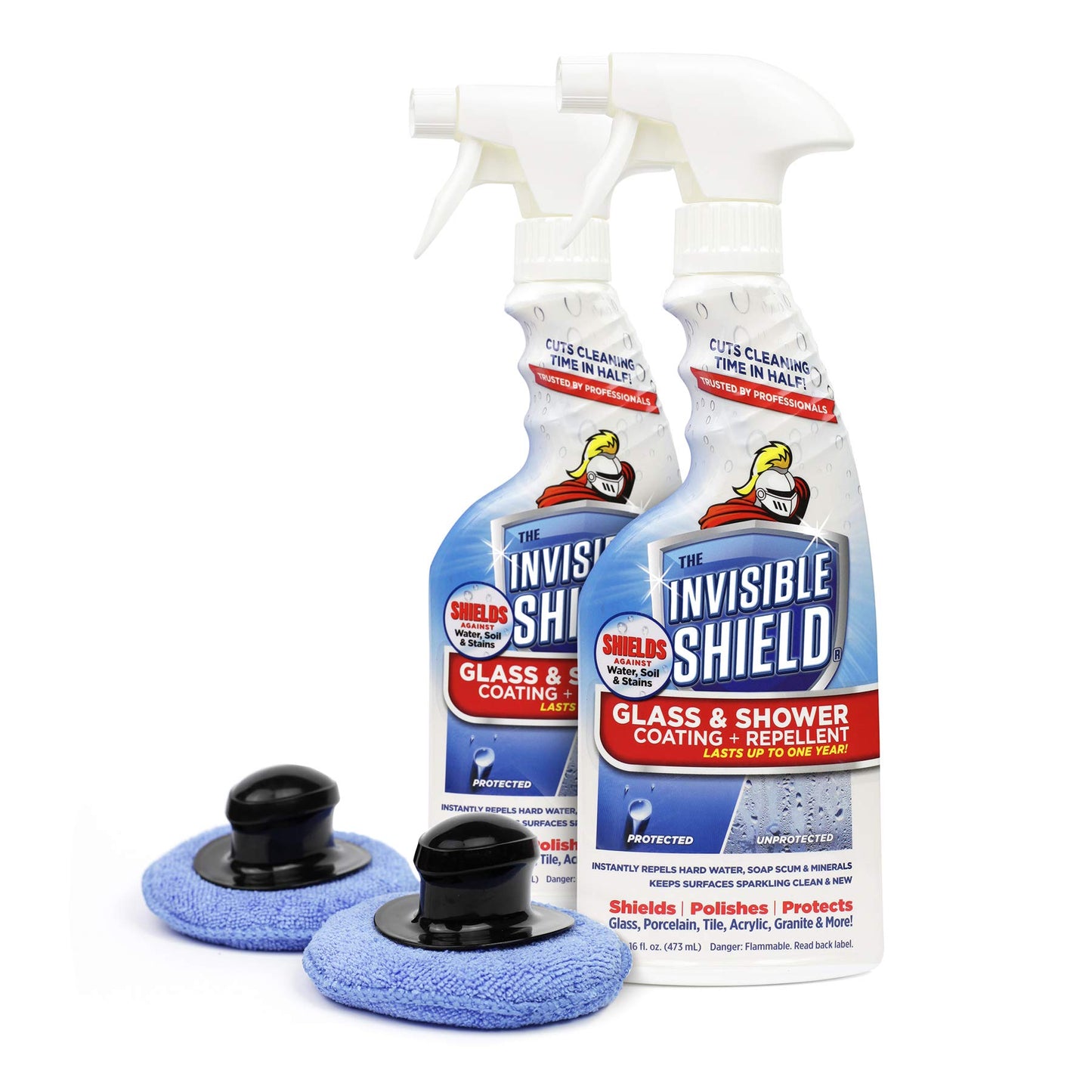 Invisible Shield Protective Glass Shower Coating for Showers, Mirrors, Windows, Tile to Repel Soap Scum and Hard Water Minerals for Easier Cleaning (2