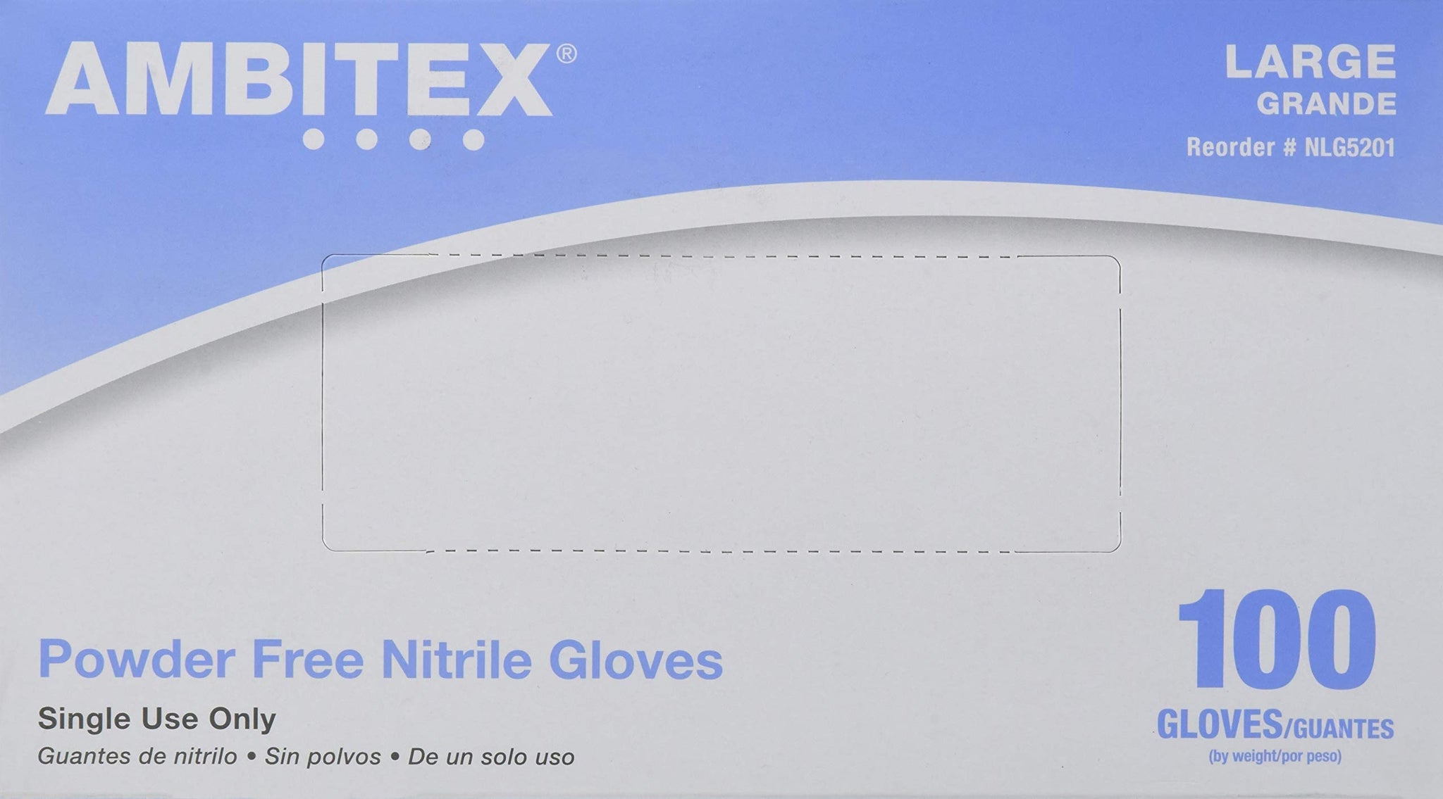 Tradex International Powder-Free Nitrile General-Purpose Gloves, Large, Blue, Box of 100 Gloves