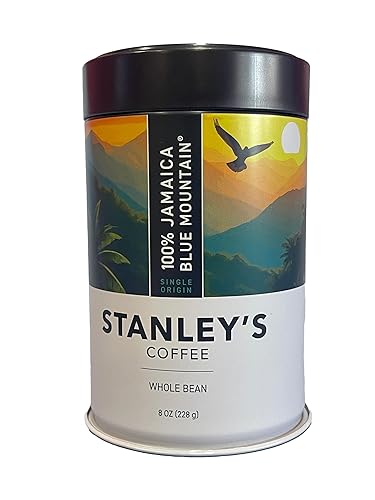 Stanley's Coffee - 100% Jamaica Blue Mountain Coffee, Authentic Whole Bean, Medium Roast, Certified Single Origin Gourmet Jamaican Coffee, Premium