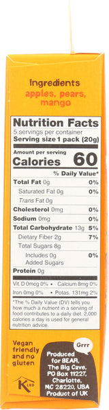 Bear Yoyo BEAR, Real Fruit Yoyos, 0.7 Oz, No added Sugar, All Natural, non GMO, Gluten Free, Vegan, Healthy on-the-go snack for kids & adults, Mango