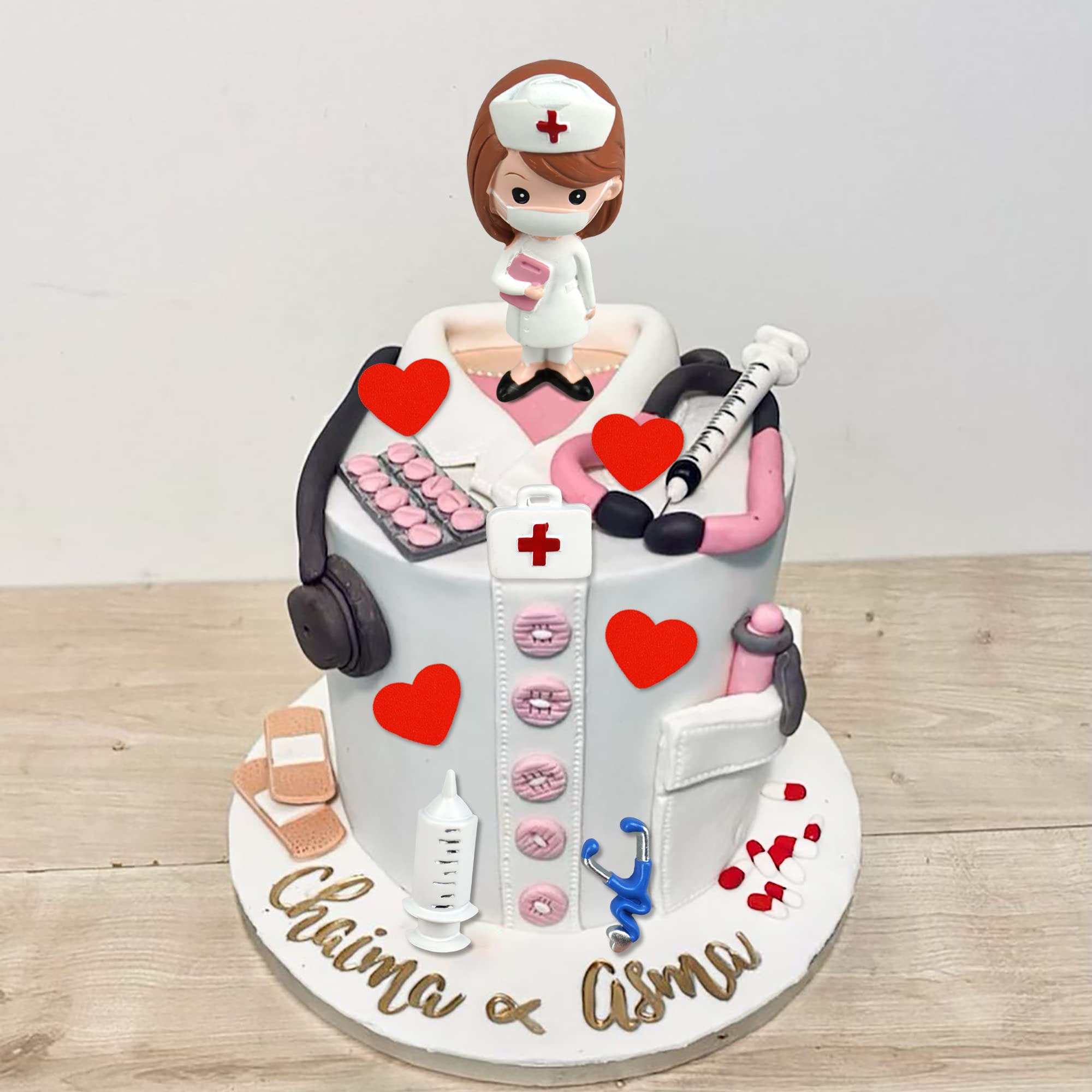 19PCS Nurse Cake Toppers Nursing Cupcake Toppers Medicine Stethoscope Medical Instruments Decorations for Medical Rn Doctor Nurse Themed Party