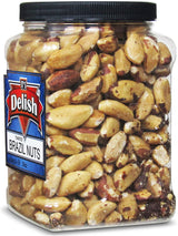 Gourmet Toasted Brazil Nuts by Its Delish, 39 Oz Jumbo Reusable Container (Jar) - Oven Fresh Dry Roasted Whole Shelled Brazil Nuts Unsalted - Keto
