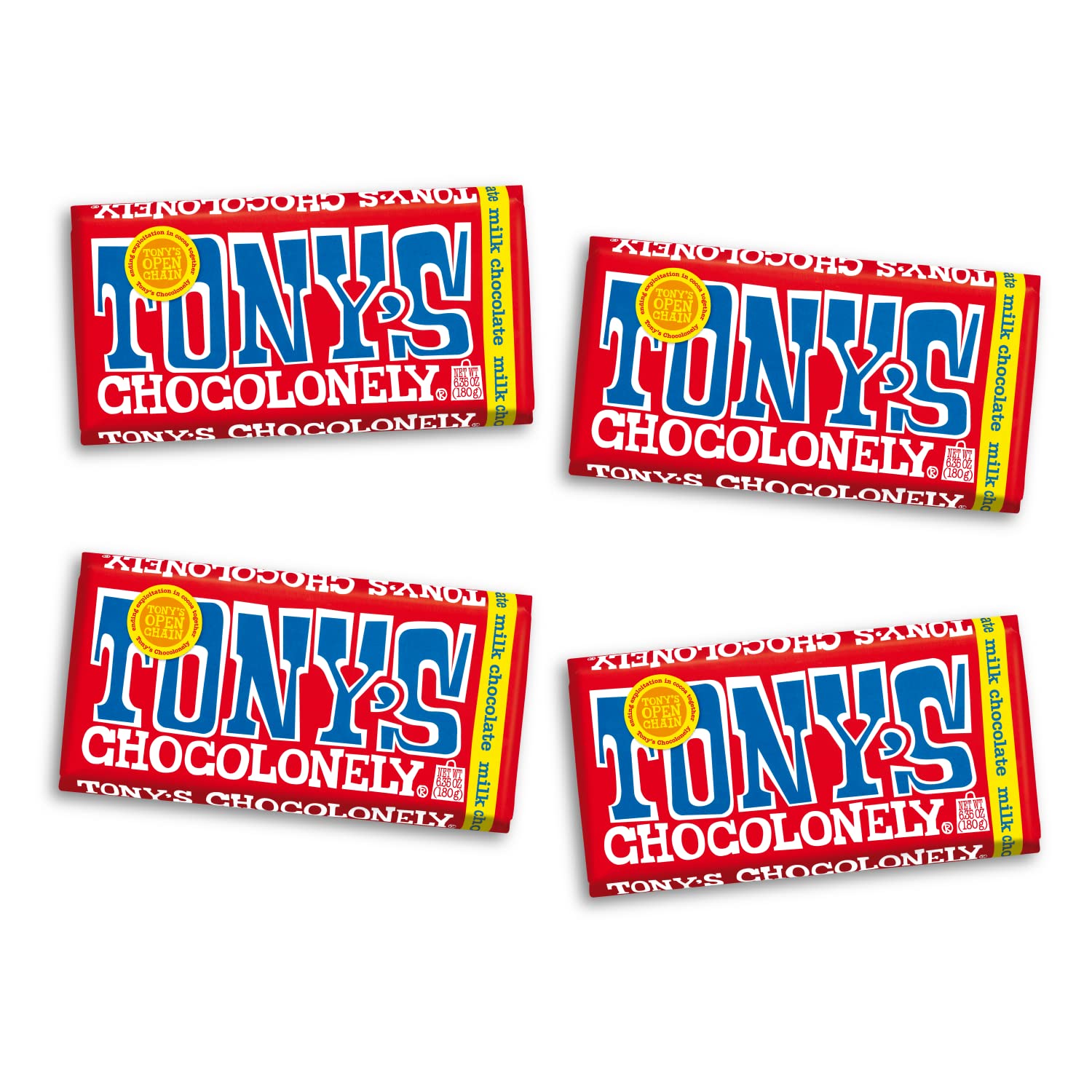 Tony’s Chocolonely Belgian Milk Chocolate Candy Bar, Pure Chocolate Bars for Snacks, Party Favors, Gifts, or Gift Basket, 32% Cacao, Made From Quality