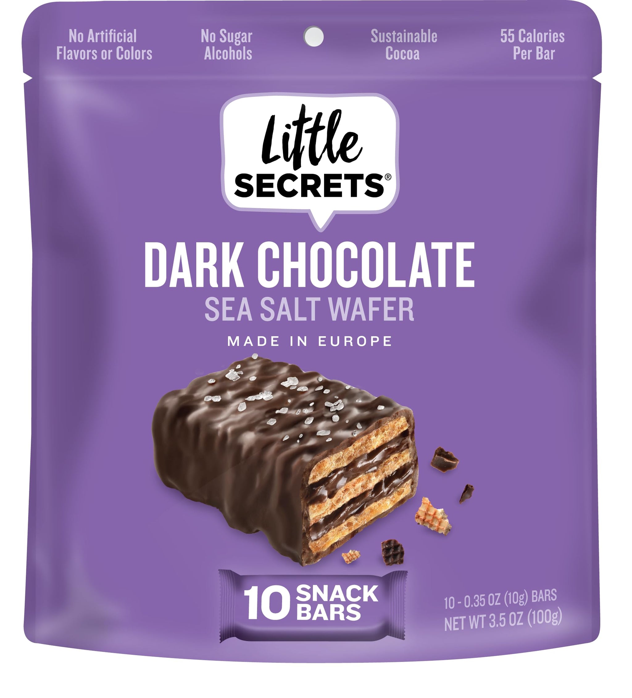 Little Secrets Dark Chocolate Crispy Wafers | 60 Minis | Made in Europe | Nothing Artificial & No Sugar Alcohols | Sustainable Cocoa | 3.5 Ounce (Pack