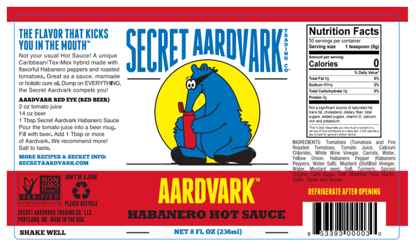 Secret Aardvark Hot Sauce Variety Pack, Non-GMO, 3-Pack, 8 fl oz Each