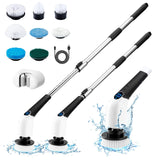 Electric Spin Scrubber, 2024 New Cordless Cleaning Brush with 8 Replaceable Brush Heads, Power Shower Scrubber Long Handle, Extendable Handheld
