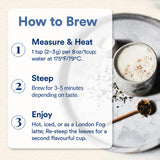 JusTea CREAM EARL GREY | Loose Leaf Black Tea | Tin with Hand Carved Tea Spoon | 40+ Cups (3.2oz) | High Caffeine | Award-Winning | Fair Trade |