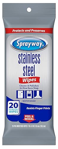 Sprayway Stainless Steel Wipes, Water Based, Pack of 20 (SW5012R)