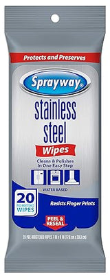 Sprayway Stainless Steel Wipes, Water Based, Pack of 20 (SW5012R)