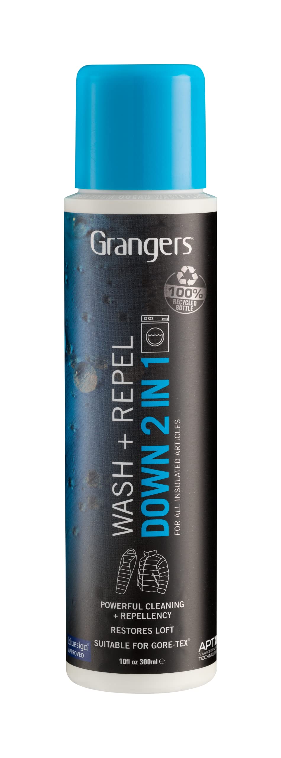 Grangers Down Wash and Repel (10 fl oz) | 2-in-1 Cleaner and Waterproof Treatment for Down Filled Jackets & Sleeping Bags| Cleans and Restores Down