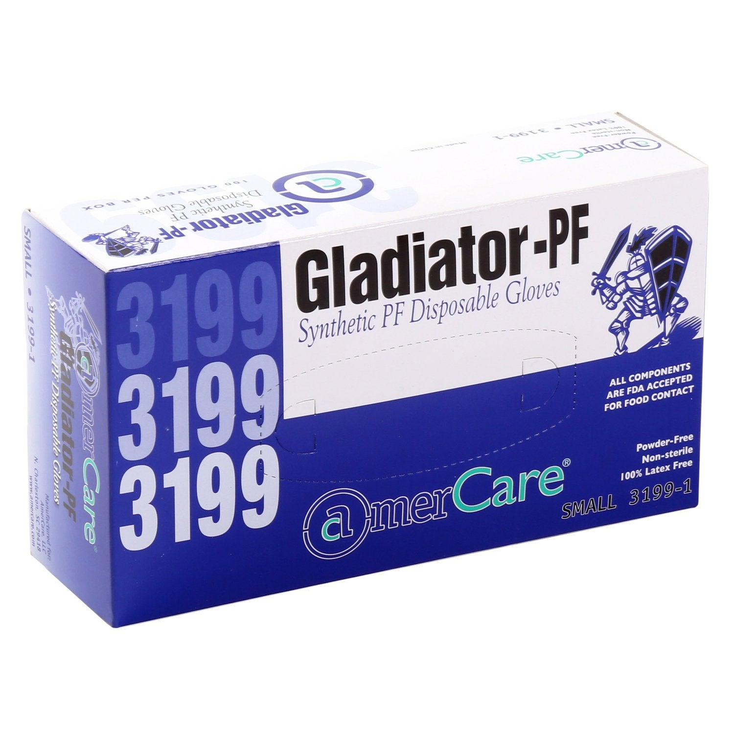 AmerCare Gladiator Synthetic Gloves, Powder Free, Small, Case of 1000