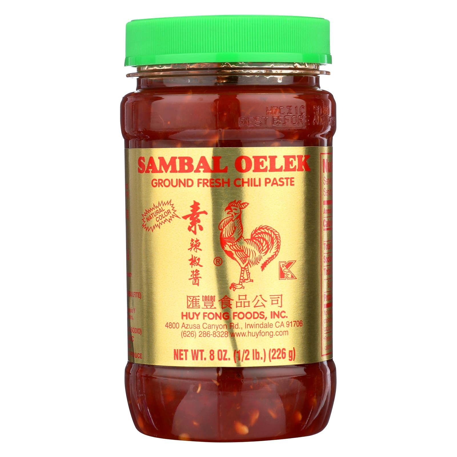 Sambal Oelek 06107 Ground Fresh Chili Paste 8 Oz (Pack of 24), Made of Chilies with No Other Additives Such as Garlic or Spices for a More Simpler