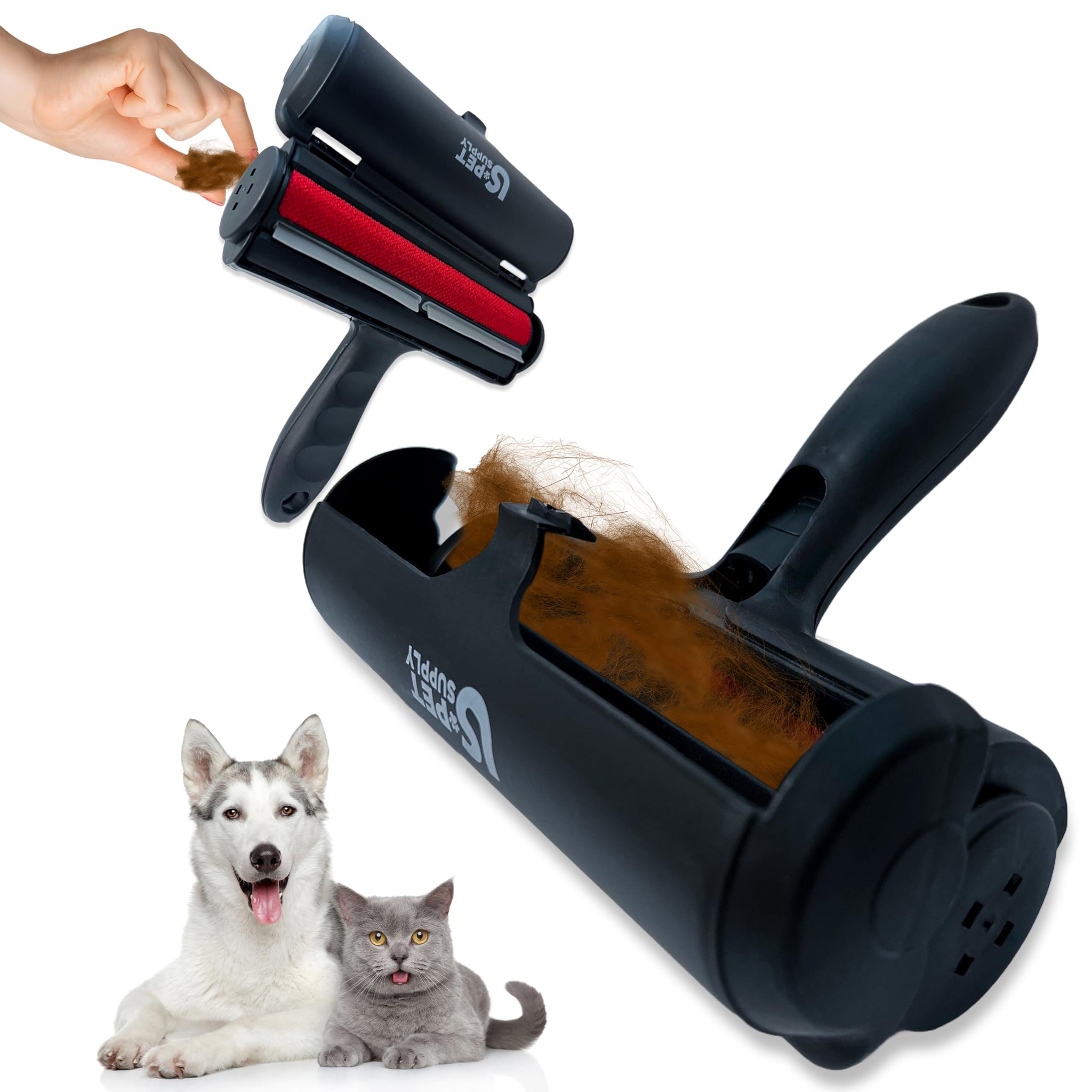 US PET SUPPLY Pet Hair Remover Roller-Reusable, Self Cleaning Lint Roller for Pet Hair Removal on Furniture, Carpets, Clothes & Car Seats-Dog & Cat