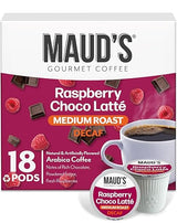 Maud's Decaf Raspberry Chocolate Flavored Coffee Pods, 18 ct, Decaffeinated Medium Roast Flavored Coffee in Single Serve Pods - 100% Arabica Beans
