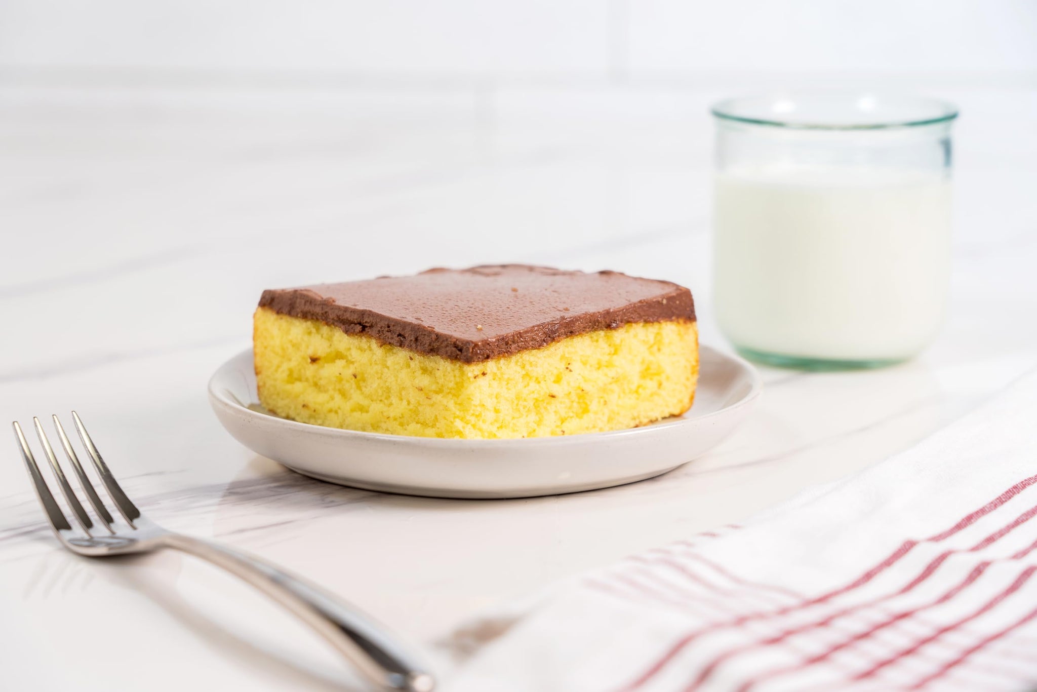 Our Specialty Individual Yellow Cake Slice with Chocolate Icing, Frozen, 5.8 Oz