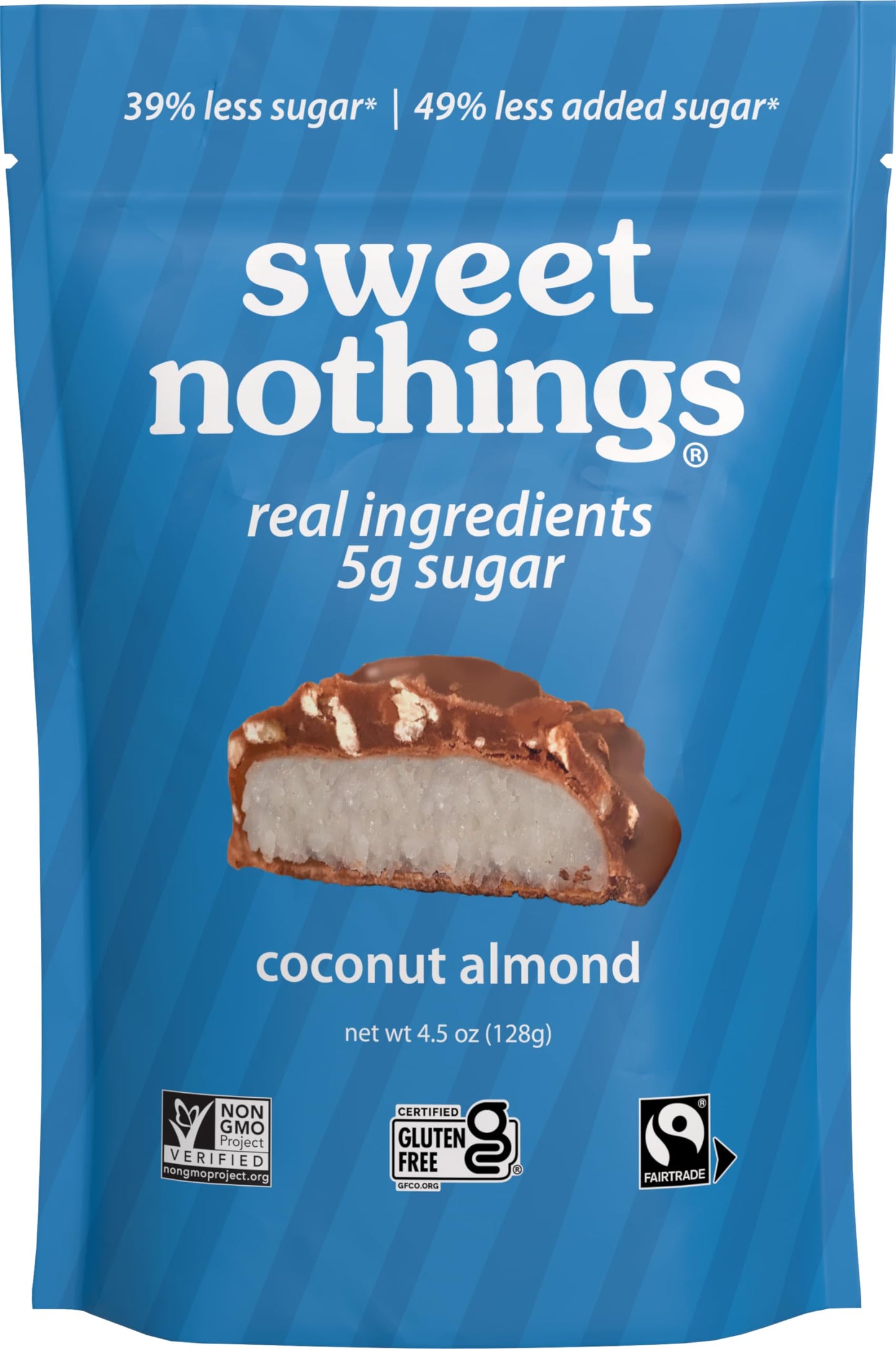 Sweet Nothings Coconut Almond Bars | 5g Sugar | Certified Gluten Free, Fairtrade, Non-GMO | No Sugar Alcohols | No Soy | 4.5oz (Pack of 1)