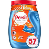 Persil Ultra Pacs Advanced Clean Oxi+Odor Power Laundry Detergent, 57 Count, No Mess, Single-Dose Laundry Soap, Fights Tough Stains & Odors, All Water