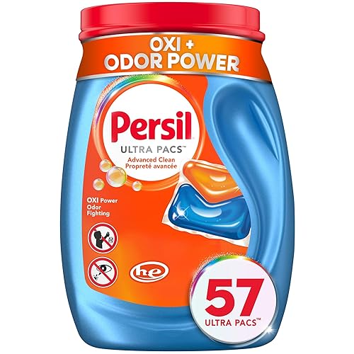 Persil Ultra Pacs Advanced Clean Oxi+Odor Power Laundry Detergent, 57 Count, No Mess, Single-Dose Laundry Soap, Fights Tough Stains & Odors, All Water